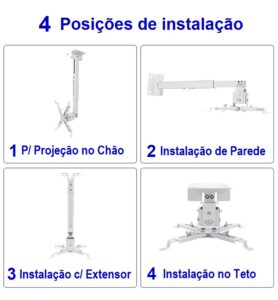 Suporte Universal para Projetor de Teto e Parede - Telas Nardelli